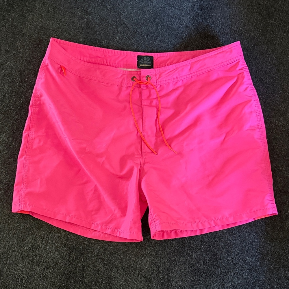 Sundek Neon Pink Swim Trunks with Orange trim 4.5” inseam